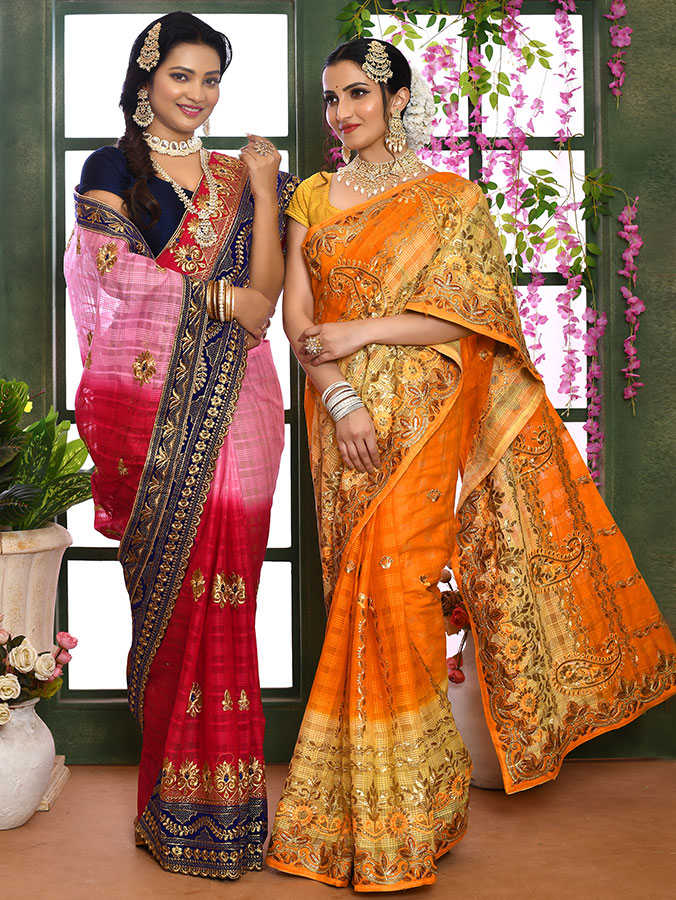 Cotton Embroidery Saree