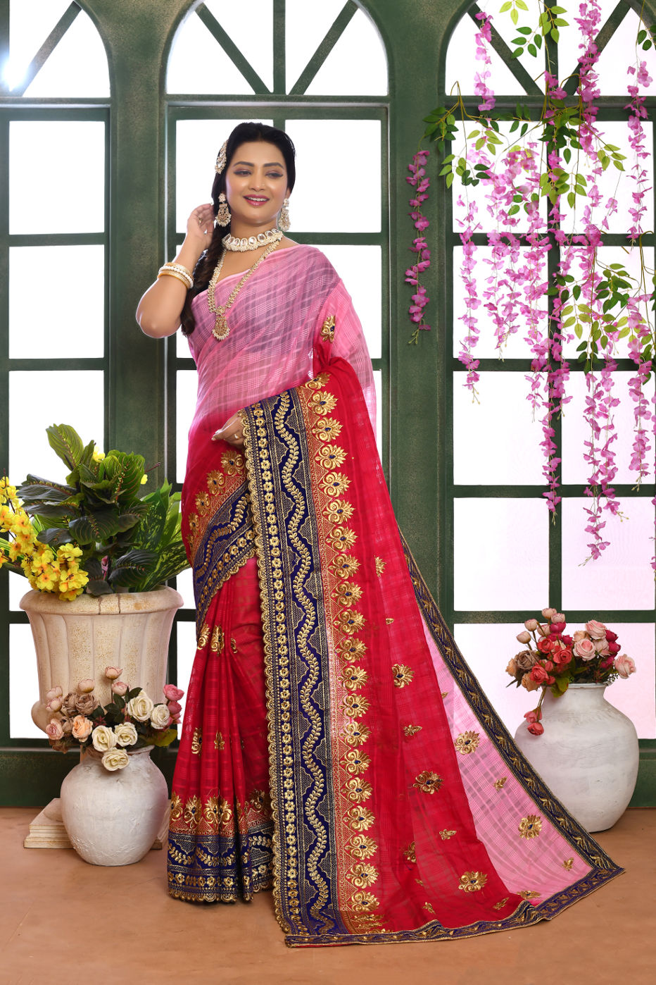 Cotton Embroidery Saree