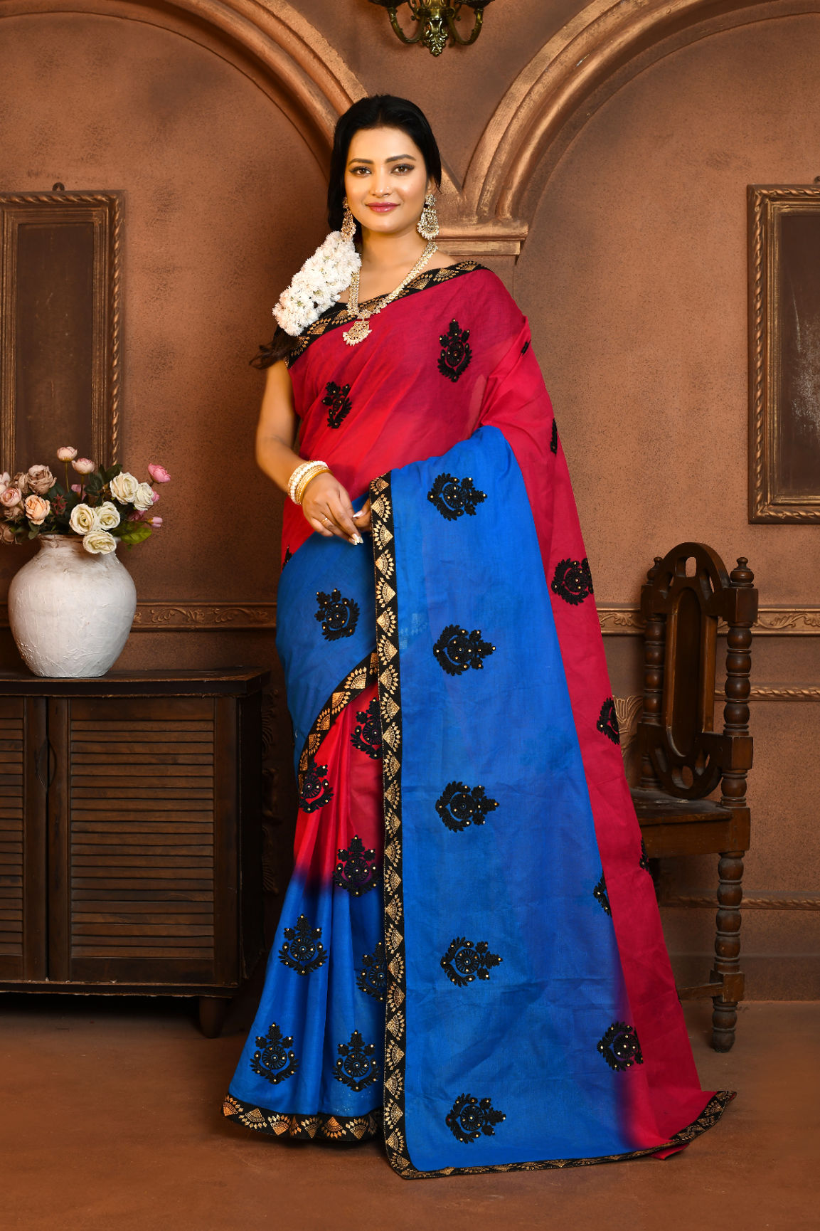 Cotton Embroidery Saree