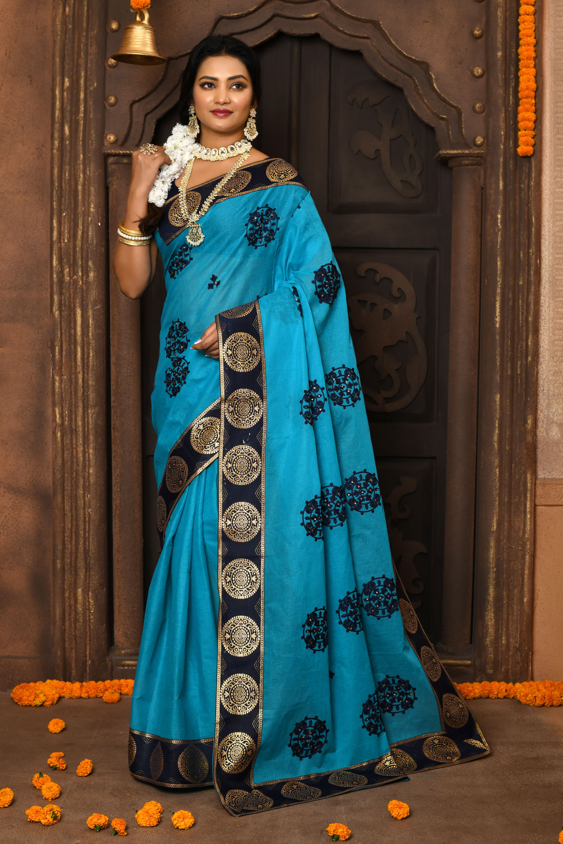 Cotton Embroidery Saree