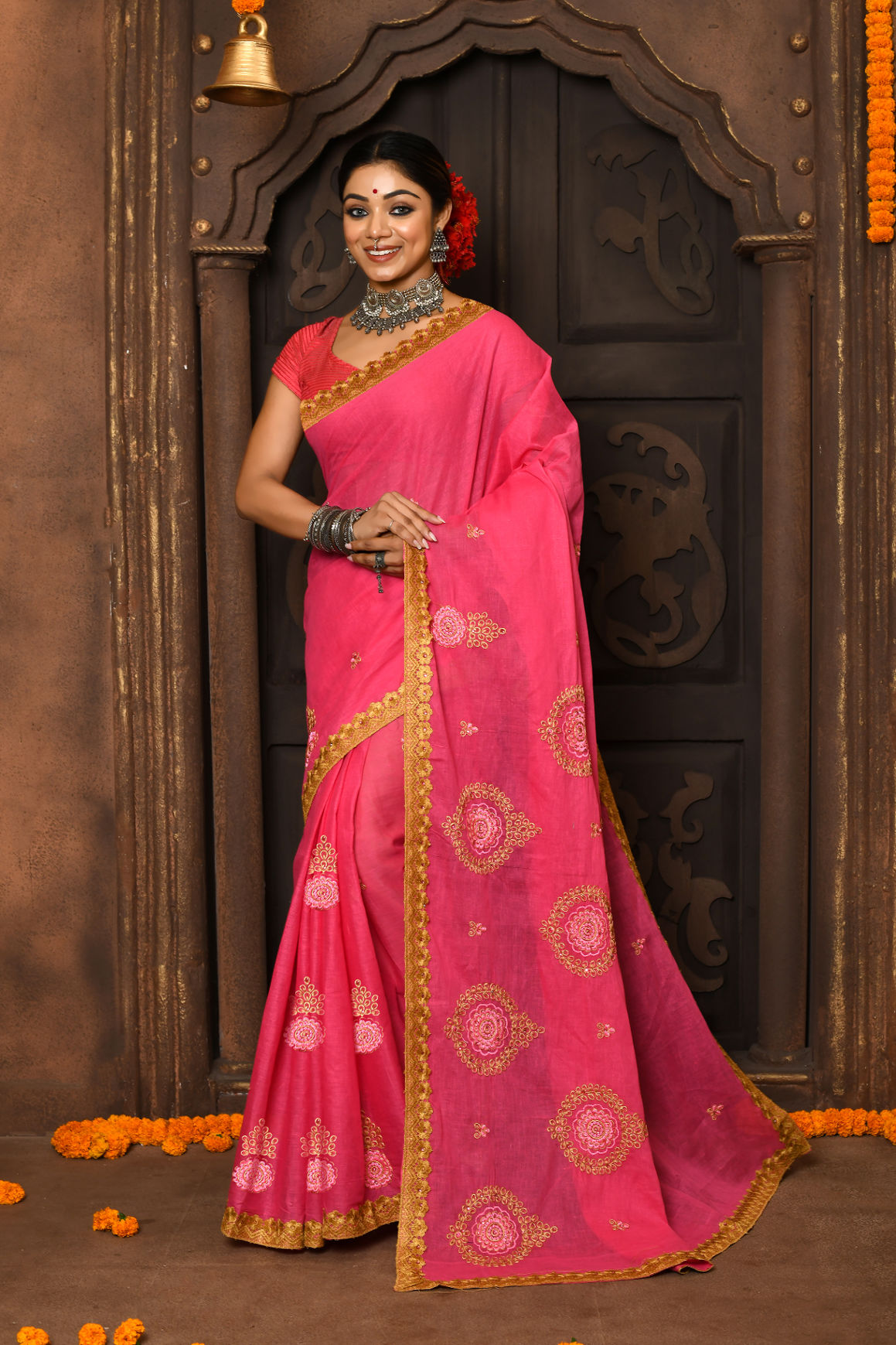 Cotton Embroidery Saree