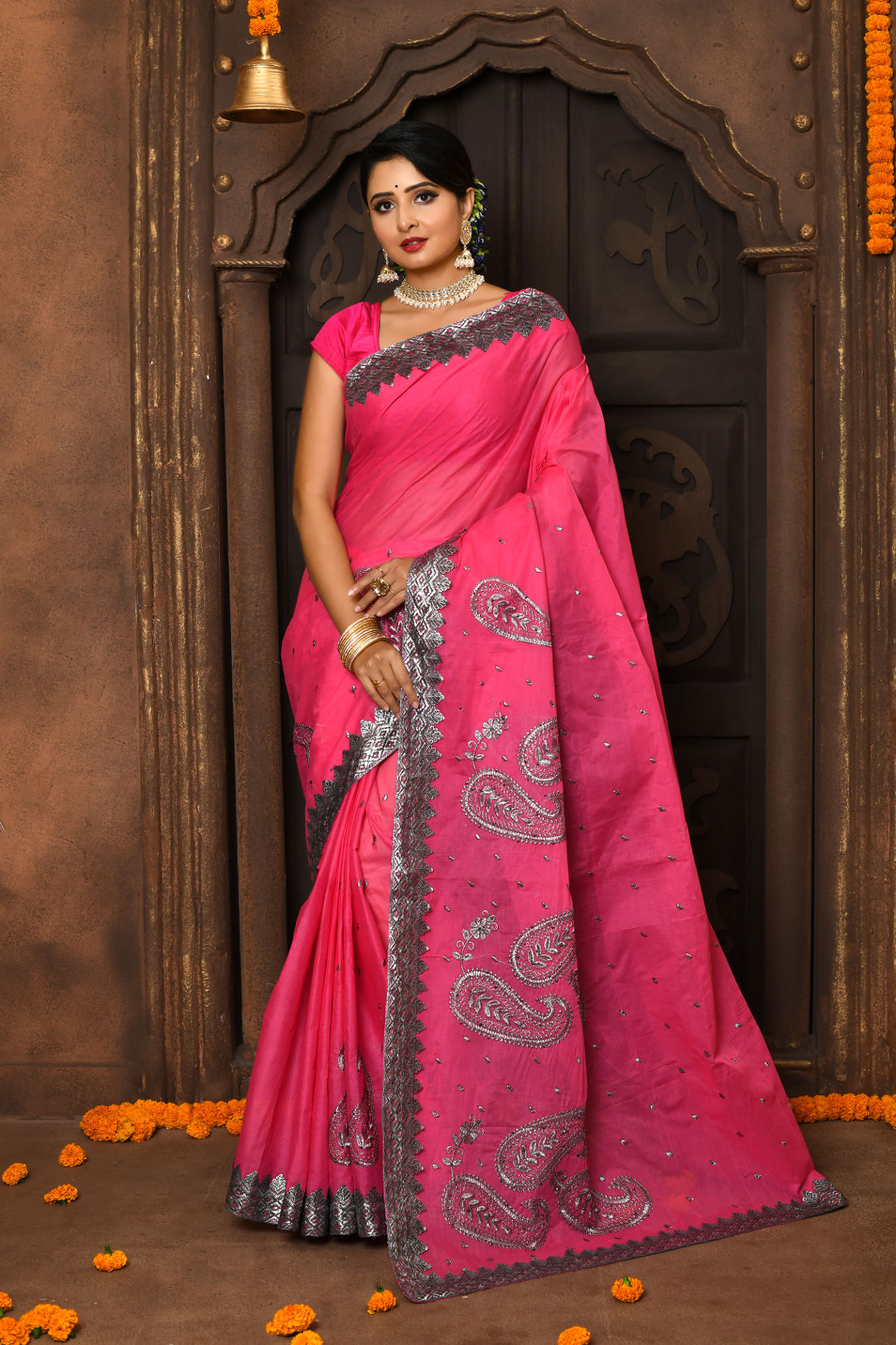 Cotton Embroidery Saree