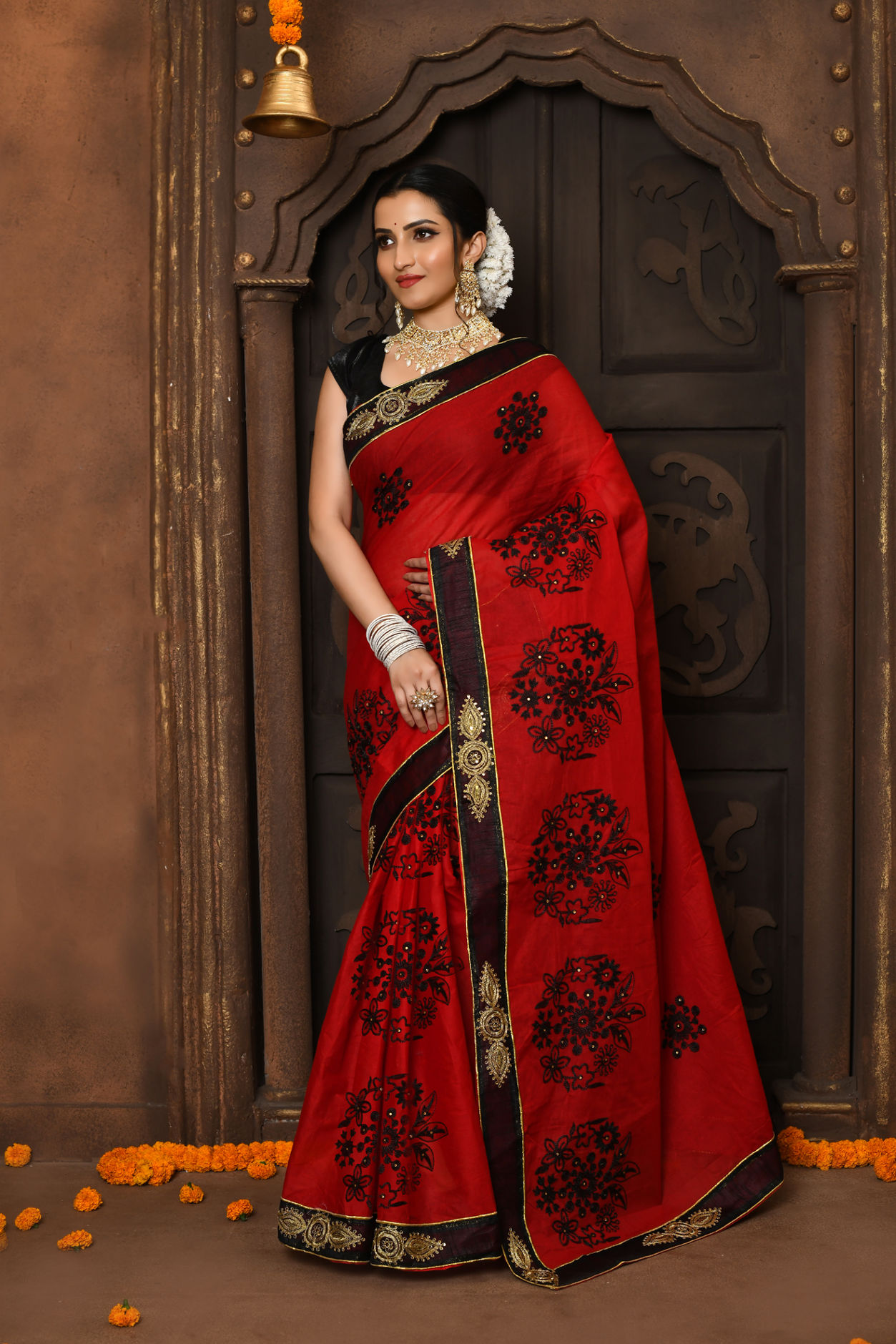 Cotton Embroidery Saree