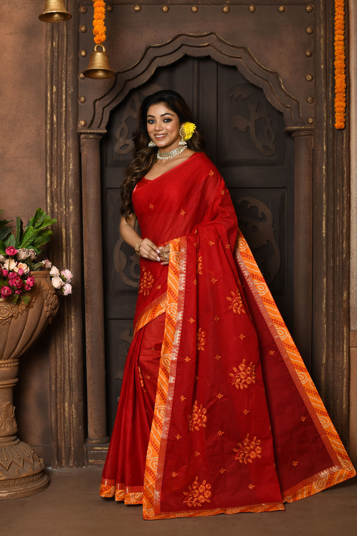 Cotton Embroidery Saree